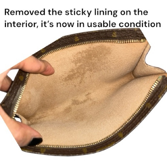 Vintage LOUIS VUITTON Monogram Women’s Bucket Pouch GM Brown, Beige Authentic - Picture 7 of 17